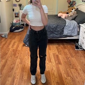 Black high waisted ripped jeans